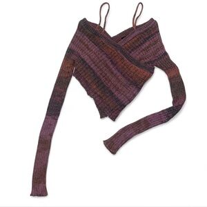 Urban Outfitters Silence + noise Pink purple cropped knit long sleeve top S New